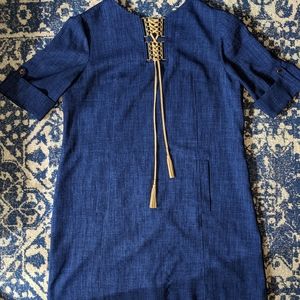 Tahari Blue Laced Tunic Dress Size Petite